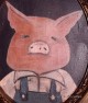 Three Little Pigs Folk Art Pig in Overalls